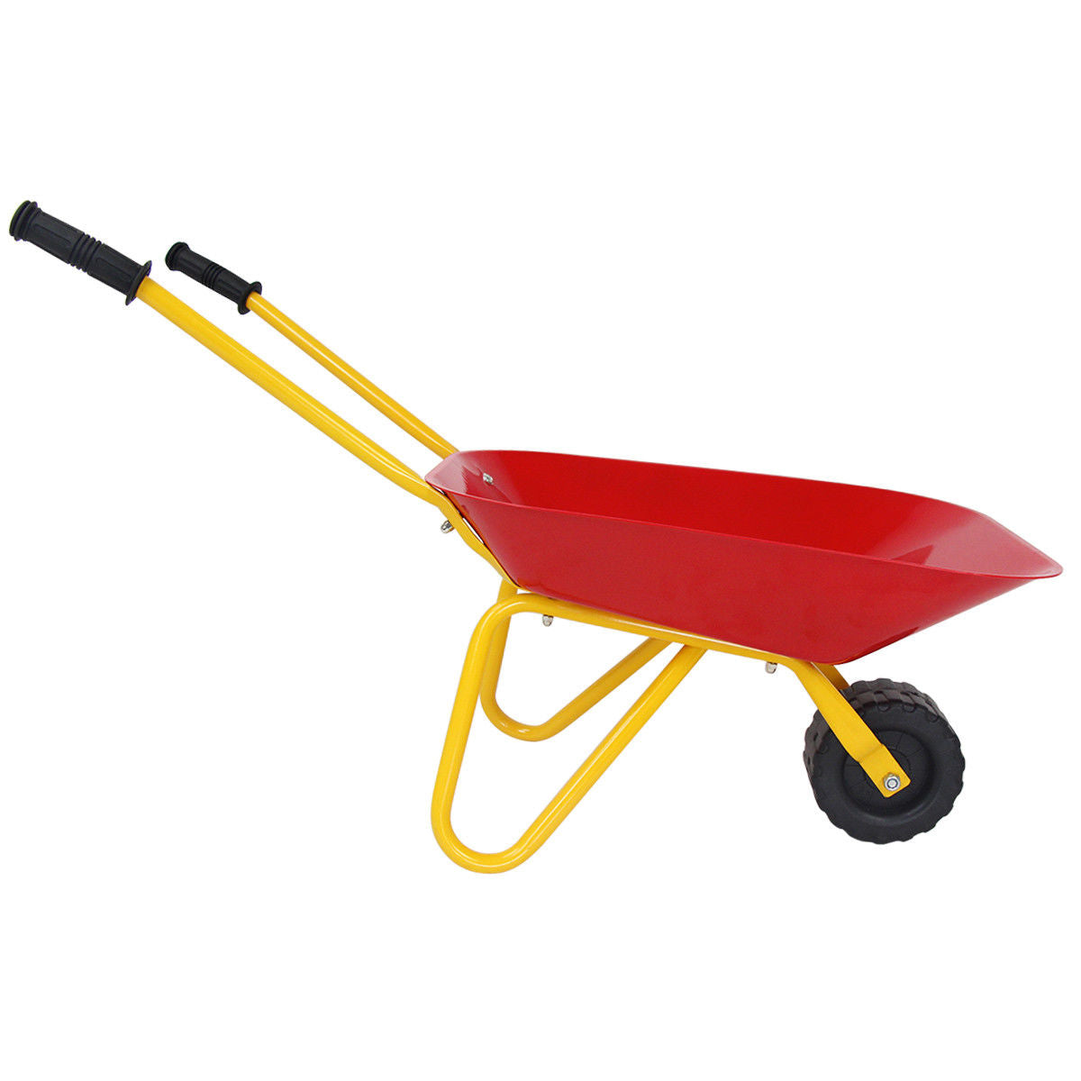 Kids Metal Wheelbarrow, Outdoor Garden Backyard Play Toy, Red