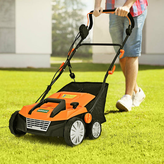 15 Inch 13 Amp Electric Scarifier with Collection Bag and Removable Blades, Orange Garden Tools Orange at Gallery Canada