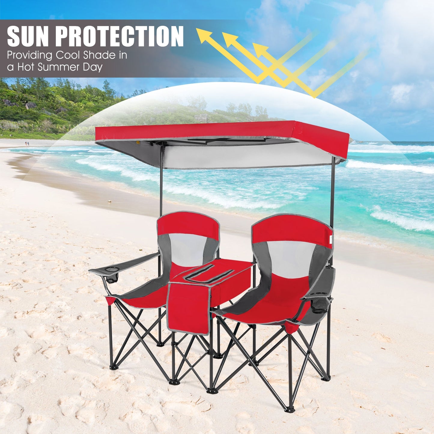 Portable Folding Camping Canopy Chairs with Cup Holder, Red Camping Furniture at Gallery Canada