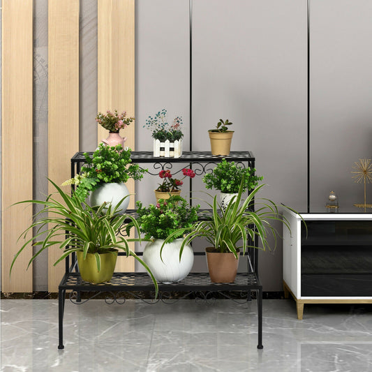 3-Tier Metal Plant Stand, Black Plant Stands Black at Gallery Canada