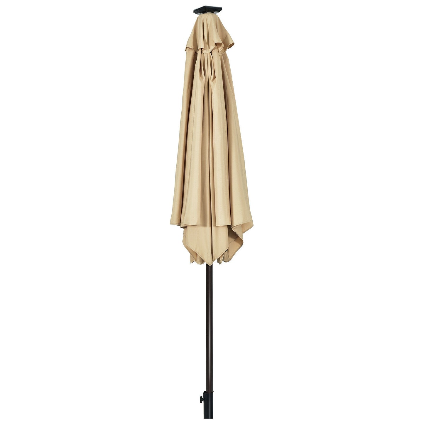 9' Solar LED Patio Umbrella, Tilt Crank Lift, Beige Outdoor Umbrellas at Gallery Canada