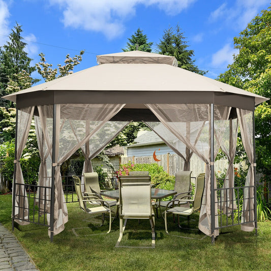 10'x12' Octagonal Patio Gazebo, Beige Gazebos Beige at Gallery Canada