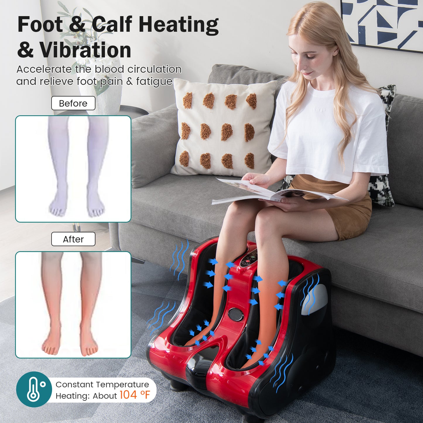 Shiatsu Kneading Rolling Vibration Heating Foot Massager, Red Foot Massager at Gallery Canada