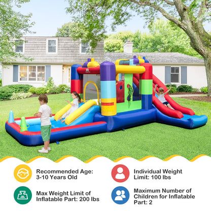 Inflatable Bounce House with 680W Blower and Ball Pit, Multicolor