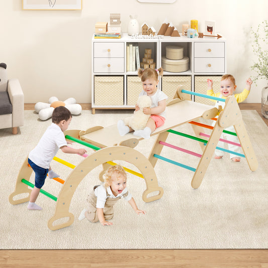 5-In-1 Wooden Kids Climber Toys, Triangle Arch Ramp, Multicolor Climbers & Slides Multicolor at Gallery Canada