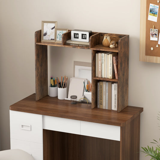 3-Tier Multipurpose Desk Bookshelf with 4 Shelves, Brown Bookcases Brown at Gallery Canada