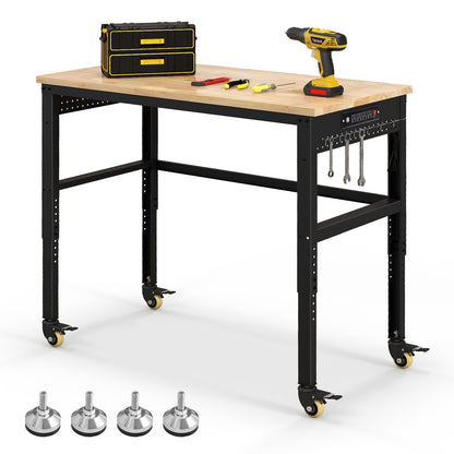 48 Inch Adjustable Work Bench with Power Outlets, Natural at Gallery Canada