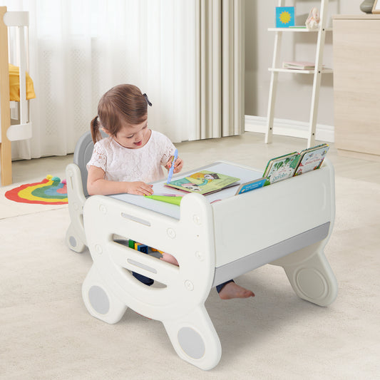 Kids Drawing Table And Chair Set, With Watercolor Pens And Eraser, Gray Kids Table & Chair Sets Gray at Gallery Canada