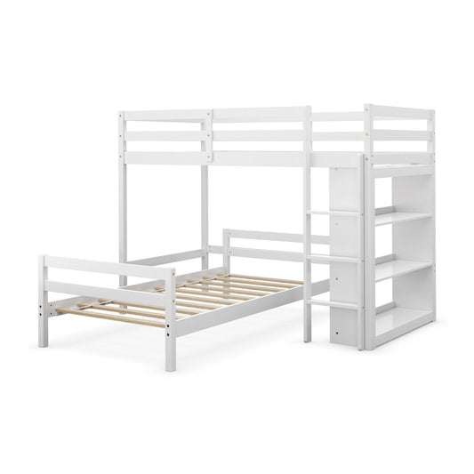 Twin Over Twin Loft Bunk Bed with Bookcase, White at Gallery Canada