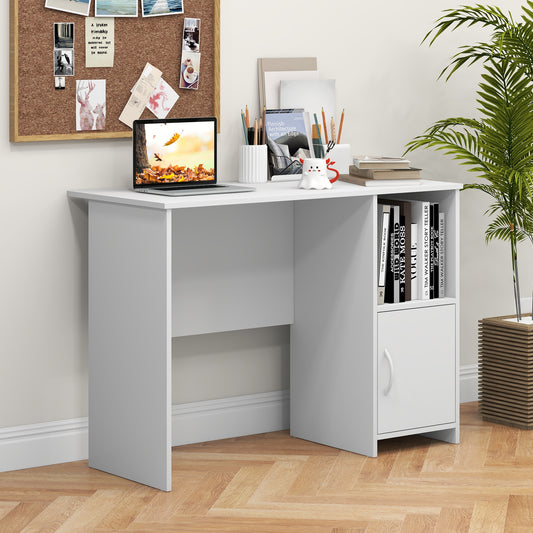 Modern Computer Desk With Cabinet, White
