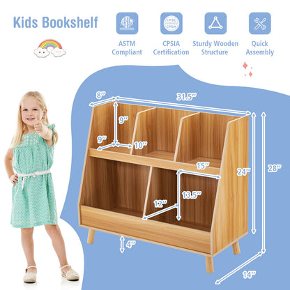 5-Cube Kids Bookshelf and Toy Organizer with Anti-Tipping Kits, Natural