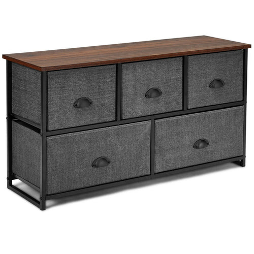 Wood Dresser Storage Unit Side Table Display Organizer, Gray