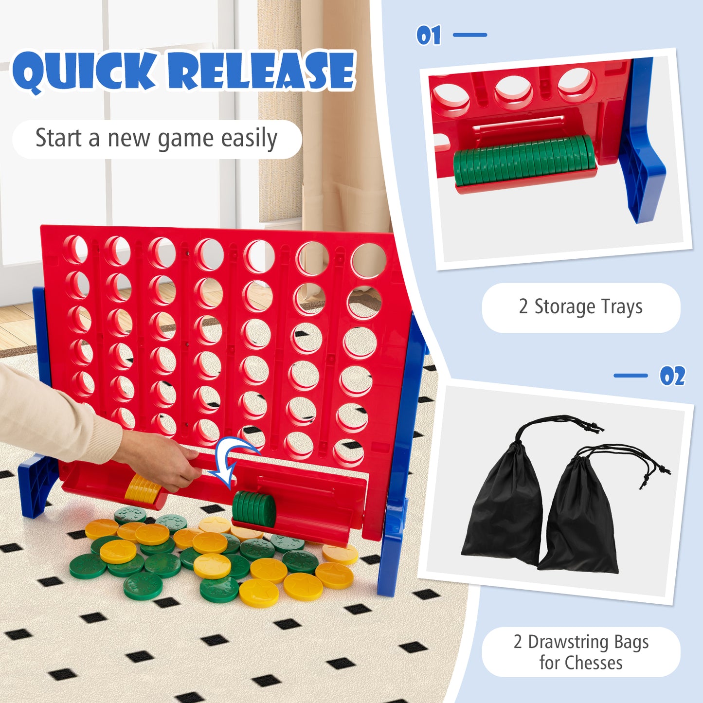 Jumbo 4-To-Score Connect Game Set, 42 Coins, Blue Lawn Games at Gallery Canada