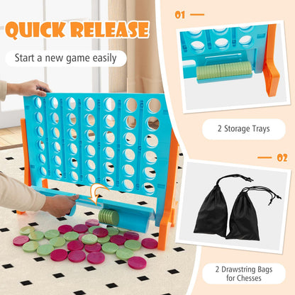Jumbo 4-to-Score Connect Game Set with Carrying Bag and 42 Coins, Orange
