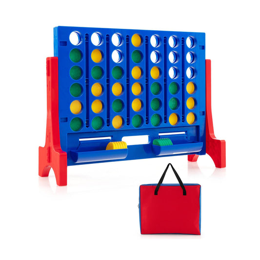 Jumbo 4-to-Score Connect Game Set with Carrying Bag and 42 Coins, Red