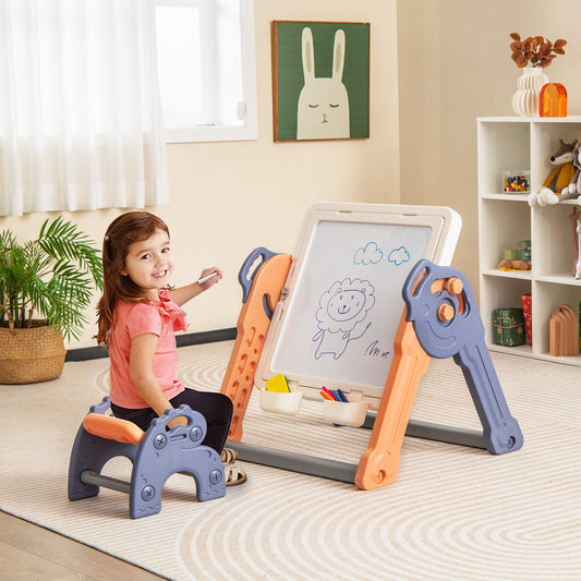 6-In-1 Folding Kids Art Easel with Reversible Building Block Tabletop Art Easels As Pictures Show at Gallery Canada