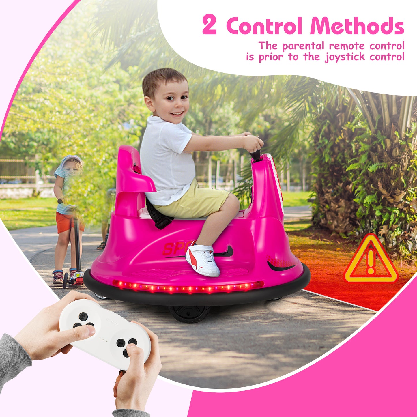 Kids Ride On Bumper Car, 12V, Remote Control, Lights Music, Pink Powered Ride On Toys at Gallery Canada
