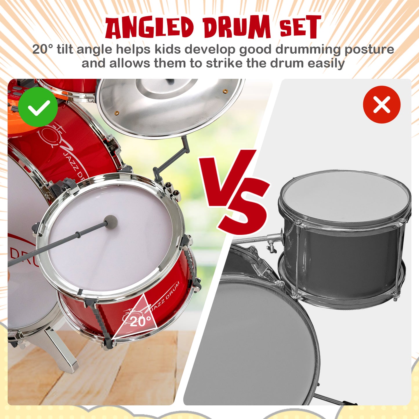 Kids Jazz Drum Keyboard Set with Stool and Microphone Stand, Red Drums & Percussion at Gallery Canada