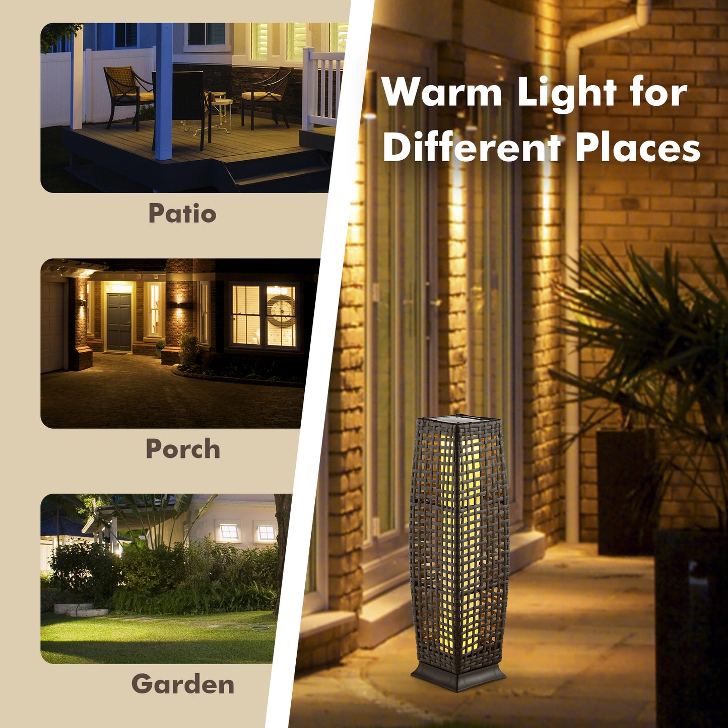 Solar Powered Square Wicker Floor Lamps, 2 Pieces, Brown Table & Floor Lamps at Gallery Canada