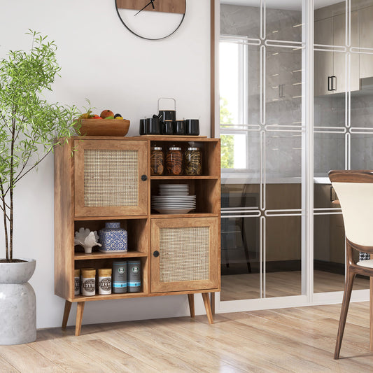 Rattan Buffet Cabinet, 2 Doors, 2 Cubbies, Natural Sideboards Cabinets & Buffets Natural at Gallery Canada