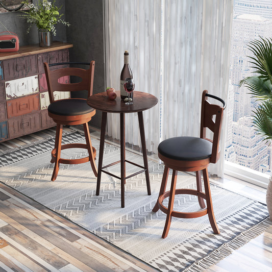 2 Pieces 24/29 inch Swivel Bar Stools with Curved Backrest and Seat Cushions-24 inches, Brown Bar Stools Brown at Gallery Canada