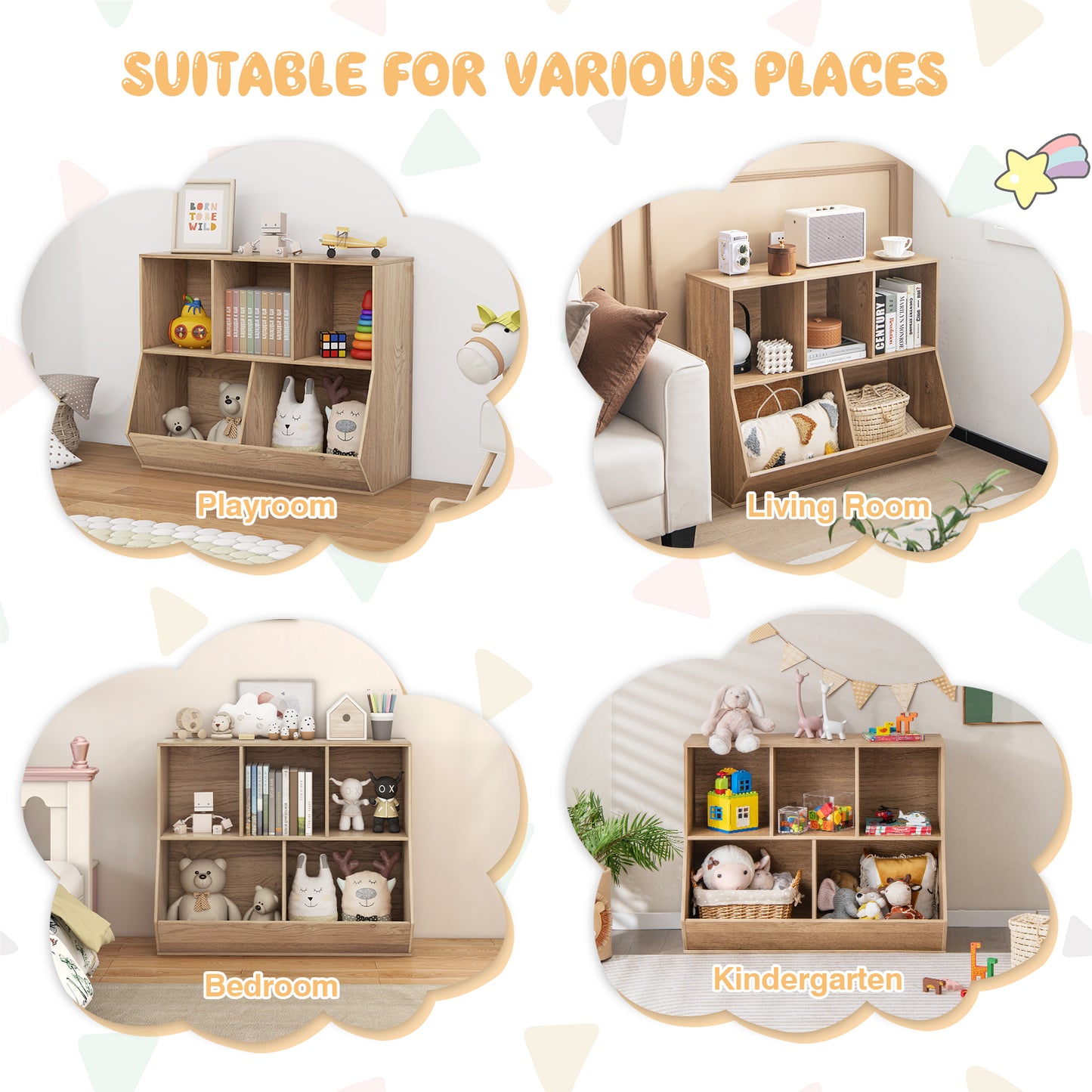 5-Cube Wooden Kids Toy Storage Organizer, Natural Kids Storage at Gallery Canada