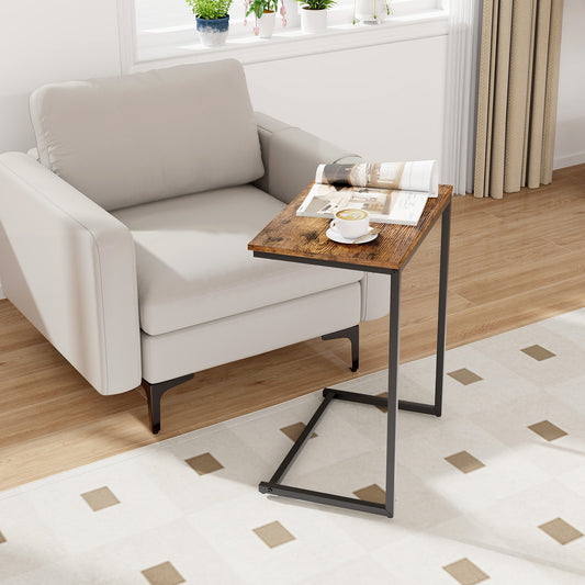 Industrial End Table, C-Shaped Metal Frame, Rustic Brown End & Side Tables Rustic Brown at Gallery Canada