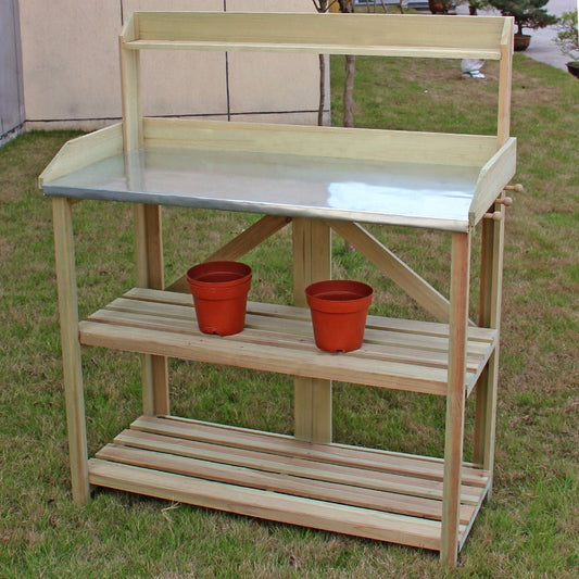 Wooden Planting Bench Work Station, Gray Potting Benches & Tables Gray at Gallery Canada