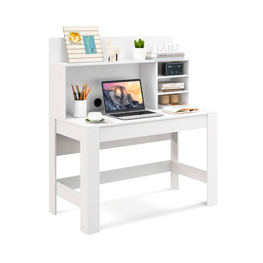 48 Inch Writing Computer Desk with Anti-Tipping Kits and Cable Management Hole, White