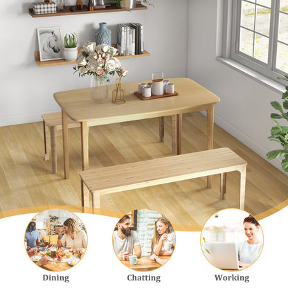 48 Inch Solid Wood Dining Table with Rubber Wood Supporting Legs for Kitchen Dining Room, Natural