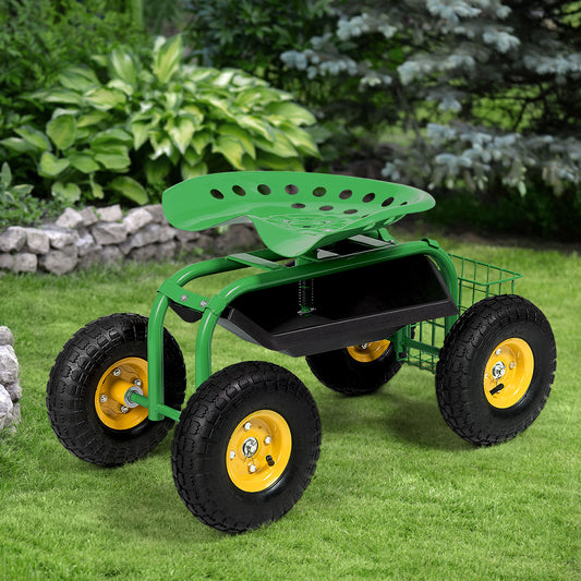 Garden Cart Rolling Work Seat, Heavy Duty Tool Tray, Green Garden Carts Green at Gallery Canada
