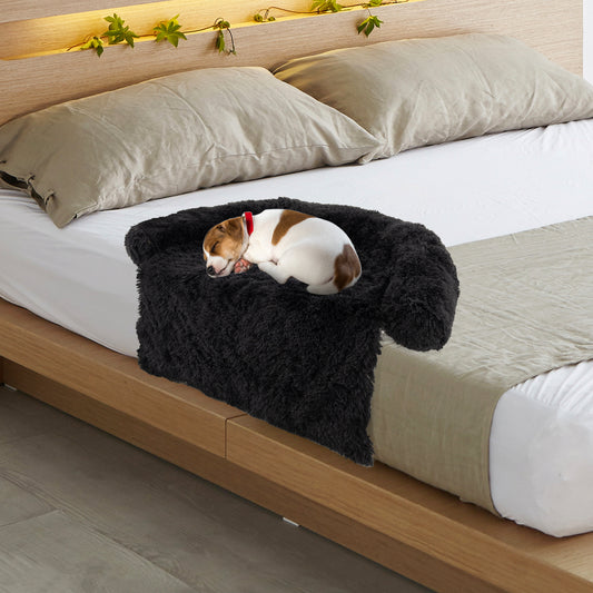 Plush Calming Dog Couch Bed with Anti-Slip Bottom-S, Black Dog Supplies S at Gallery Canada