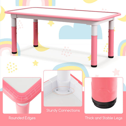 Kids Table and Chairs Set for 4 with Graffiti Desktop, Pink