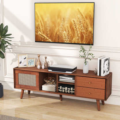 Bamboo TV Stand for TV up to 65 Inch, Brown