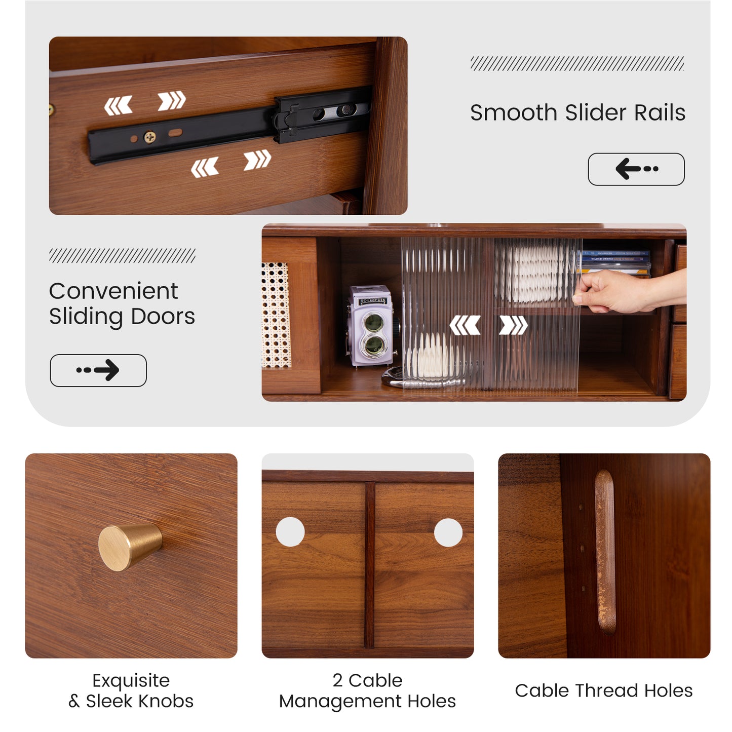 Bamboo TV Stand, 65 Inch, Brown End & Side Tables at Gallery Canada