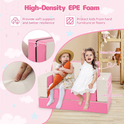 8-Piece 4-in-1 Kids Climb and Crawl Foam Playset, Pink