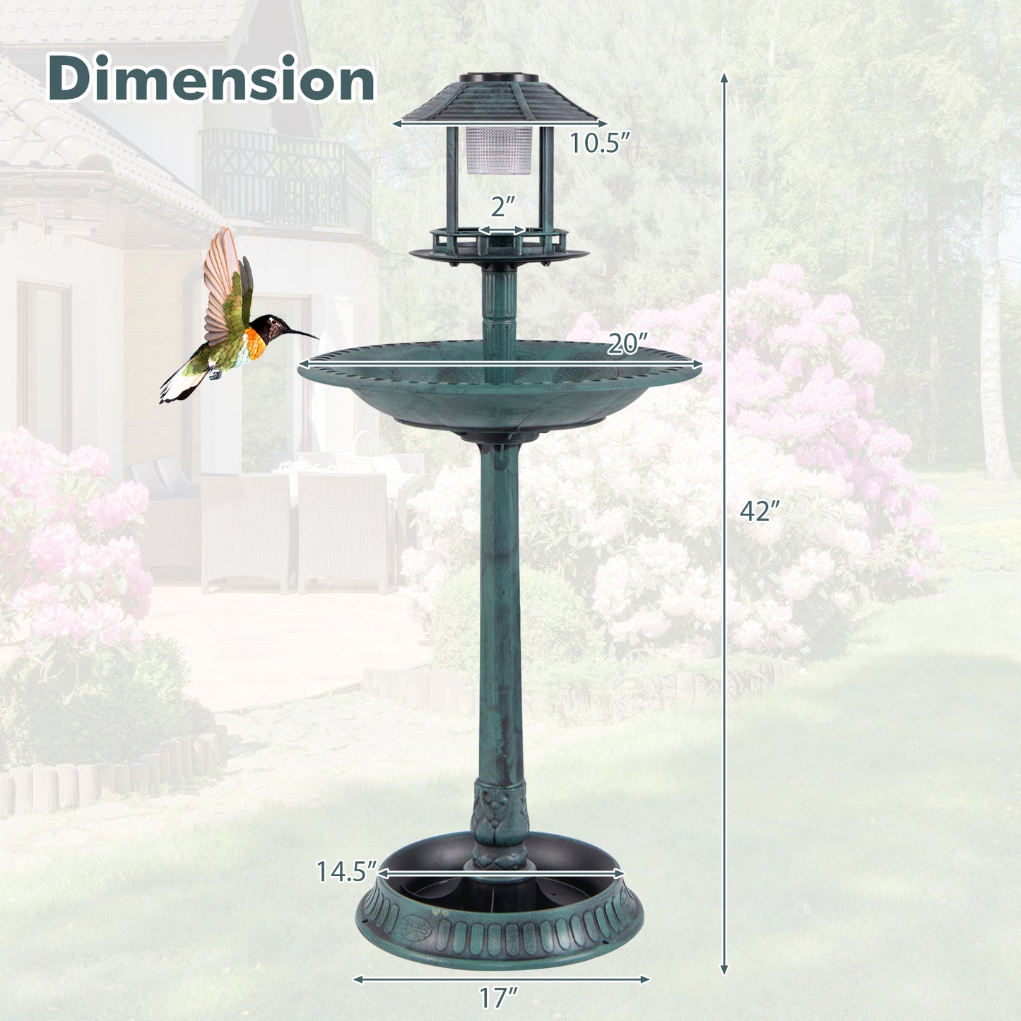 Pedestal Bird Bath With Solar Light, Feeder, Planter, Green Chicken Coops at Gallery Canada