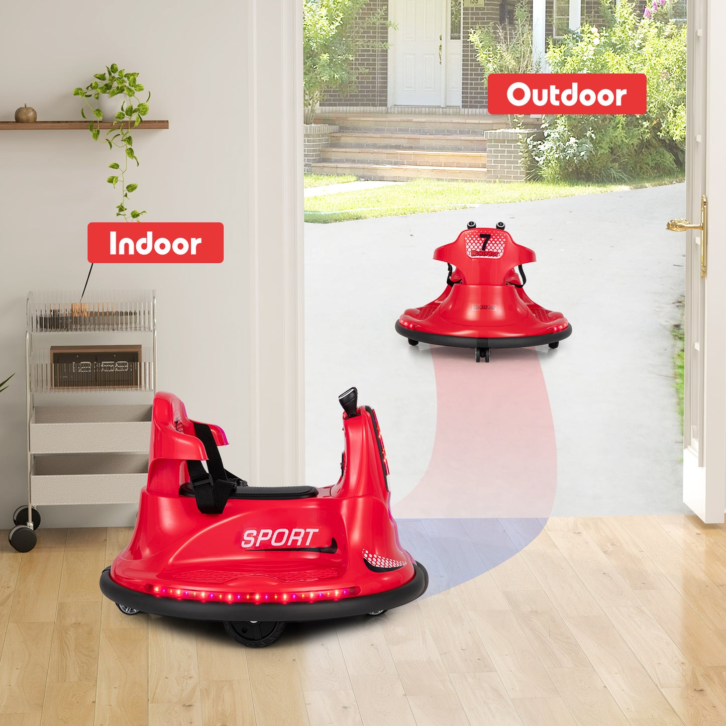 12V Kids Ride On Bumper Car with Remote Control Lights and Music, Red Powered Ride On Toys at Gallery Canada