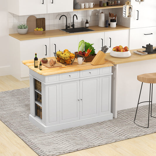 Kitchen Island With Storage, 3-Level Adjustable Shelves, White Kitchen Islands & Carts White at Gallery Canada