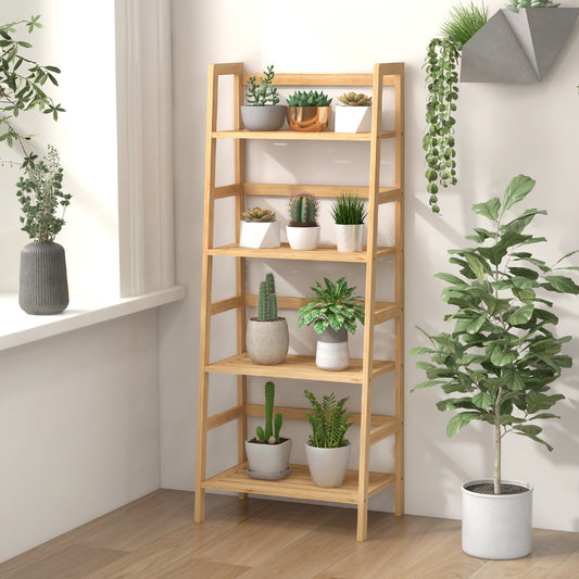 47.5 Inch 4-Tier Multifunctional Bamboo Bookcase Storage Stand Rack, Natural Bookcases Natural at Gallery Canada