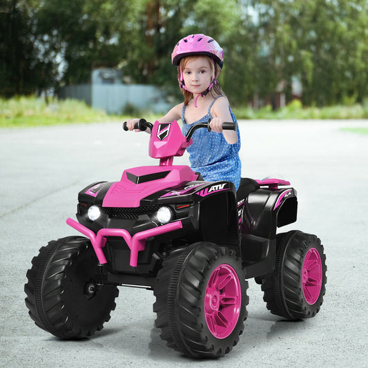 12V Kids Ride On ATV With LED Lights, Treaded Tires, Pink Powered Ride On Toys Pink at Gallery Canada