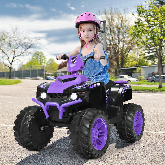 12V Kids Ride On ATV, LED Lights, Treaded Tires, Purple Powered Ride On Toys Purple at Gallery Canada