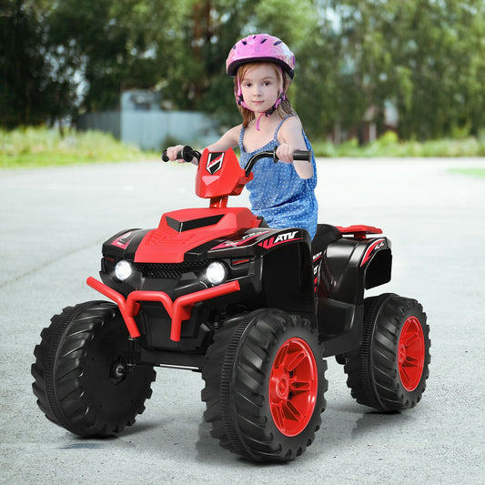 12V Kids Ride On ATV With LED Lights, Treaded Tires, Red Powered Ride On Toys Red at Gallery Canada