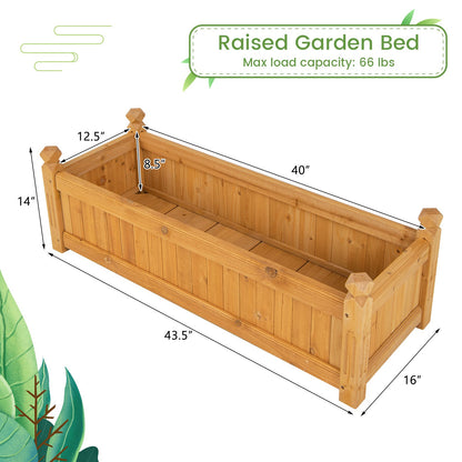 Wooden Rectangular Garden Bed with Drainage System, Natural at Gallery Canada