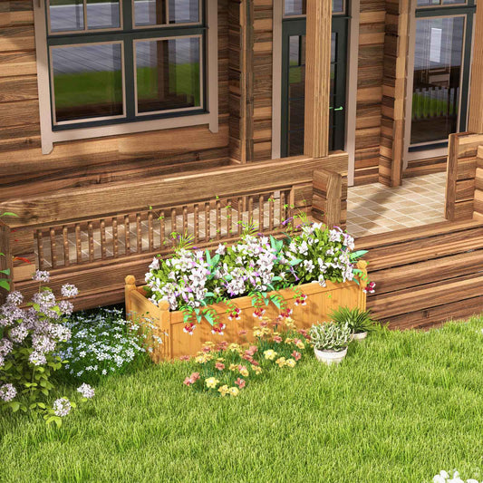 Wooden Rectangular Garden Bed With Drainage System, Natural Raised Garden Beds Natural at Gallery Canada