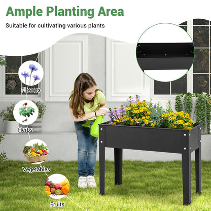 Metal Raised Garden Bed with Legs and Drainage Hole for Vegetable Flower-24 x 11 x 18 inches, Black