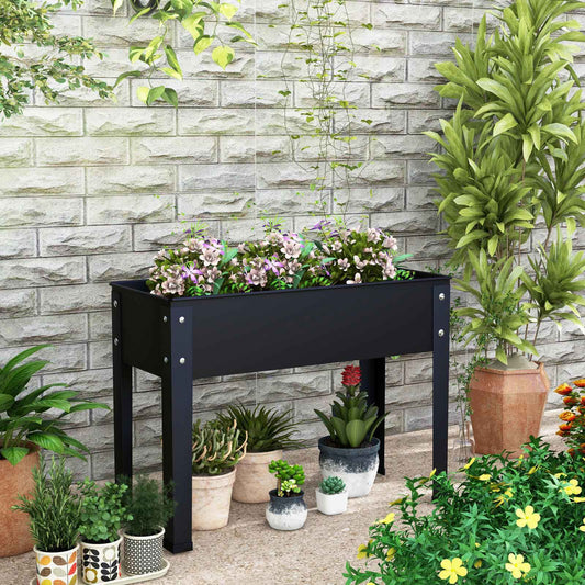 Metal Raised Garden Bed With Legs, Drainage, 24 x 11 x 18 Inches, Black Raised Garden Beds Black at Gallery Canada