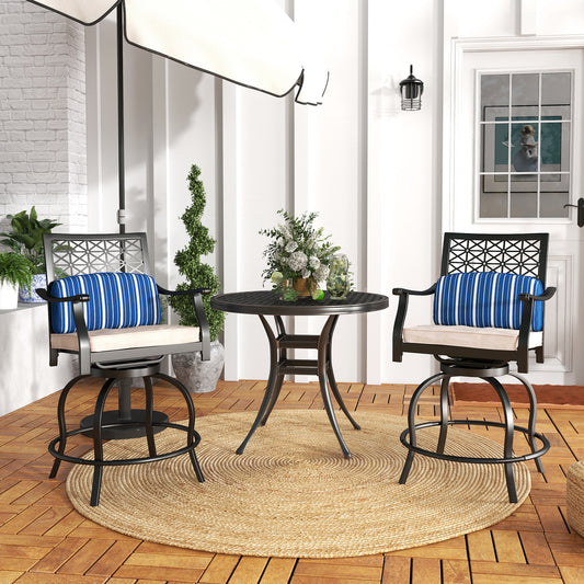 Set of 2 Outdoor Bar Height Chairs, Soft Cushions, Black Patio Bar Furniture Black at Gallery Canada