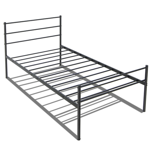 Twin Size Metal Bed Frame Platform with Headboard, Black