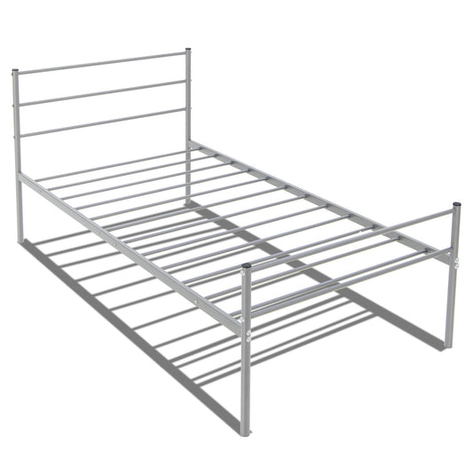 Twin Size Metal Bed Frame Platform with Headboard, Silver